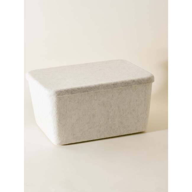 Sculpted Bin - Wide with Lid, Stone