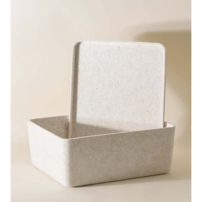 Sculpted Bin - XL with Lid, Stone - Storage - 3