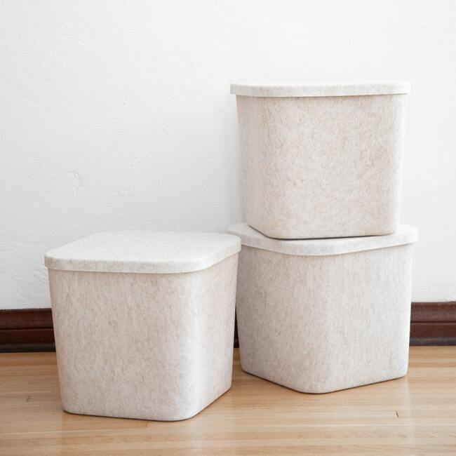 Sculpted Bin - Original with Lid, Stone - Storage - 3