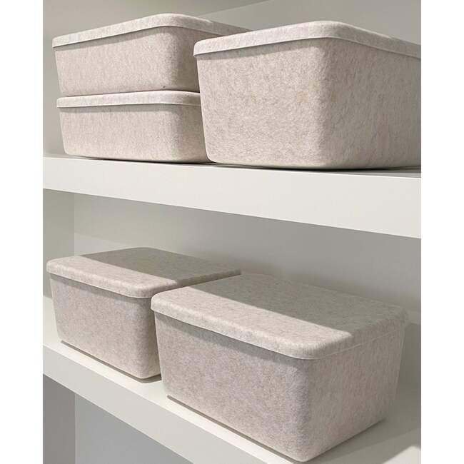 Sculpted Bin - Wide with Lid, Stone - Storage - 3