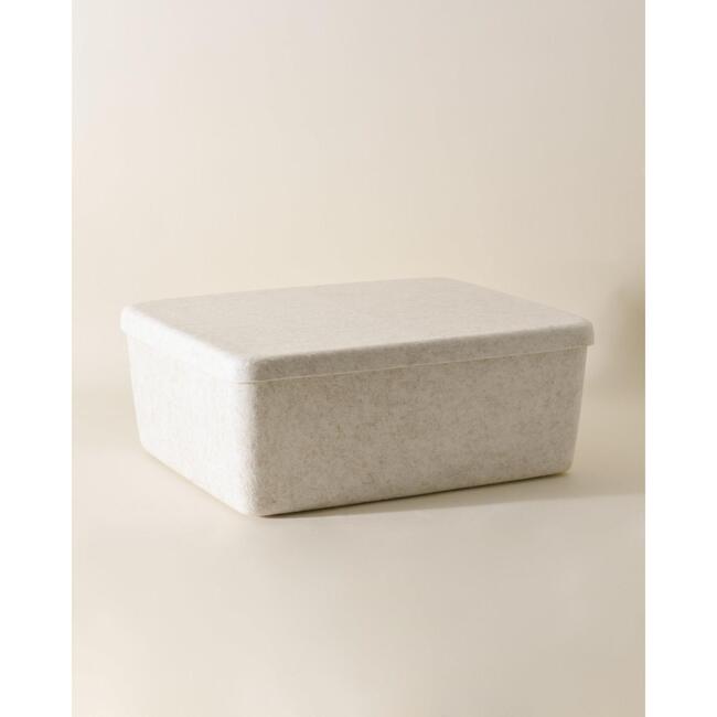 Sculpted Bin - Large with Lid, Stone - Storage - 4