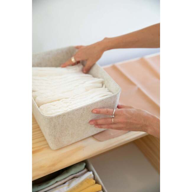 Sculpted Bin - Wide, Stone - Storage - 3