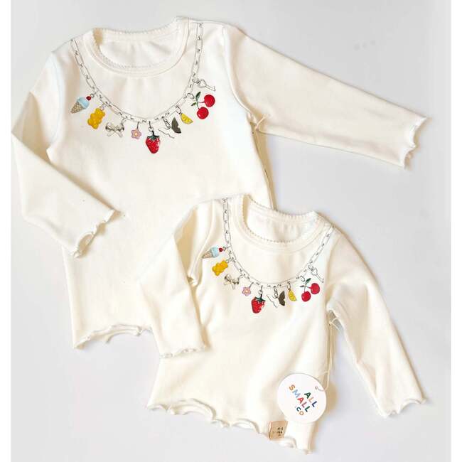 Charm Necklace Tee, Beige - T-Shirts - 3