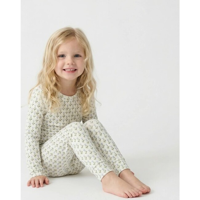 Lavender Lane Bamboo Kids Pajama Set, Delicate Purple & Green Floral - Pajamas - 4