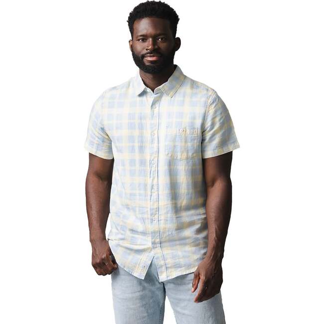 Linen Short Sleeve Button Down Shirt, Sunlit Plaid