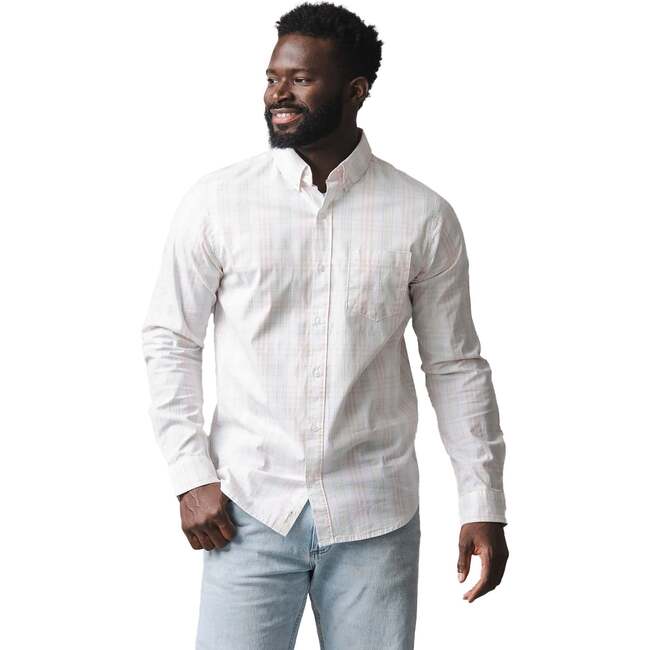 Organic Long Sleeve Stretch Poplin Button Down Shirt, Chateau Plaid