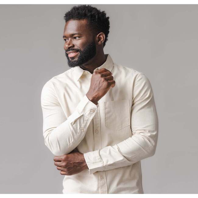 Long Sleeve Solid Linen Shirt, Sand Linen