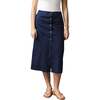 Linen Button Front Skirt, Navy Linen - Skirts - 1 - thumbnail
