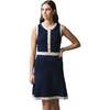 Organic Sleeveless Button Front Sweater Dress, Navy Tweed - Dresses - 1 - thumbnail