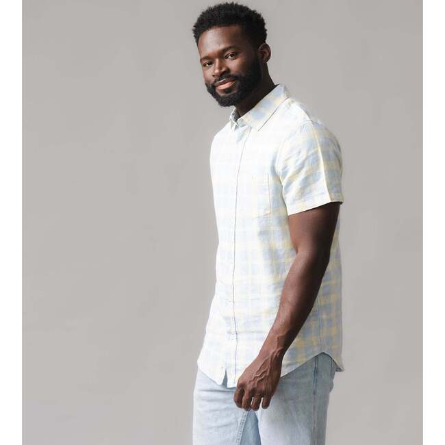 Linen Short Sleeve Button Down Shirt, Sunlit Plaid - Button Downs - 3