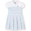 Organic Puff Sleeve Pique Polo Dress, Bluebell Stripe - Dresses - 1 - thumbnail