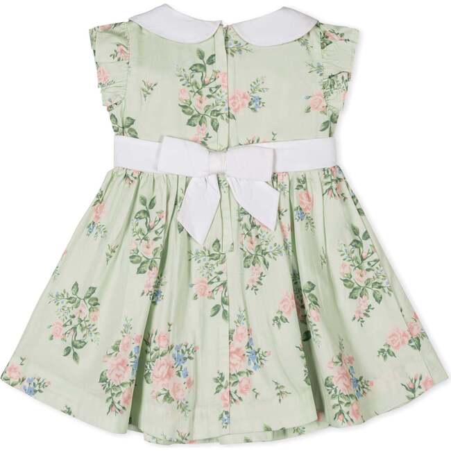 Organic Flutter Sleeve Sateen Dress with Peter Pan Collar, Chateau Floral