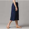 Linen Button Front Skirt, Navy Linen - Skirts - 3