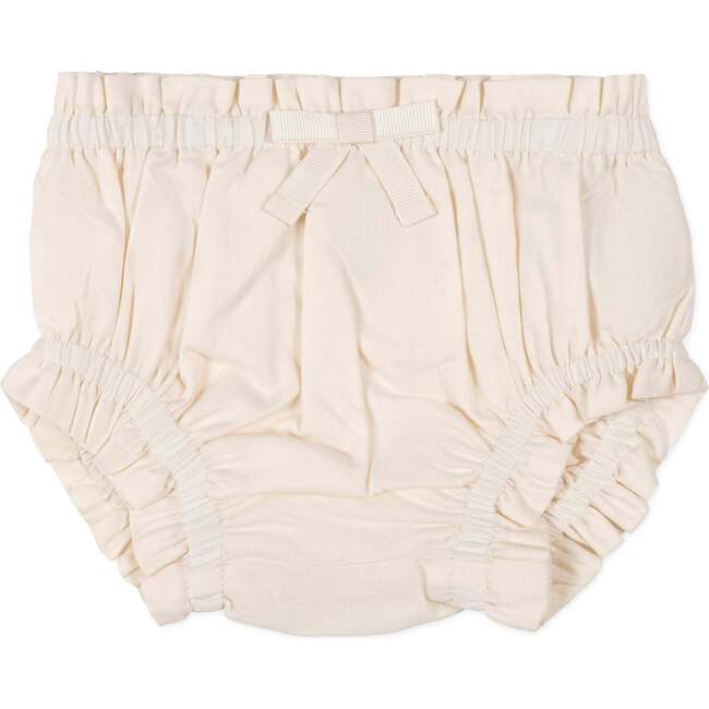 Organic Smocked Puff Sleeve Dress, Natural with Pink