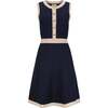 Organic Sleeveless Button Front Sweater Dress, Navy Tweed - Dresses - 3