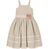 Linen Cami Rosette Dress, Sand Linen - Dresses - 1 - thumbnail