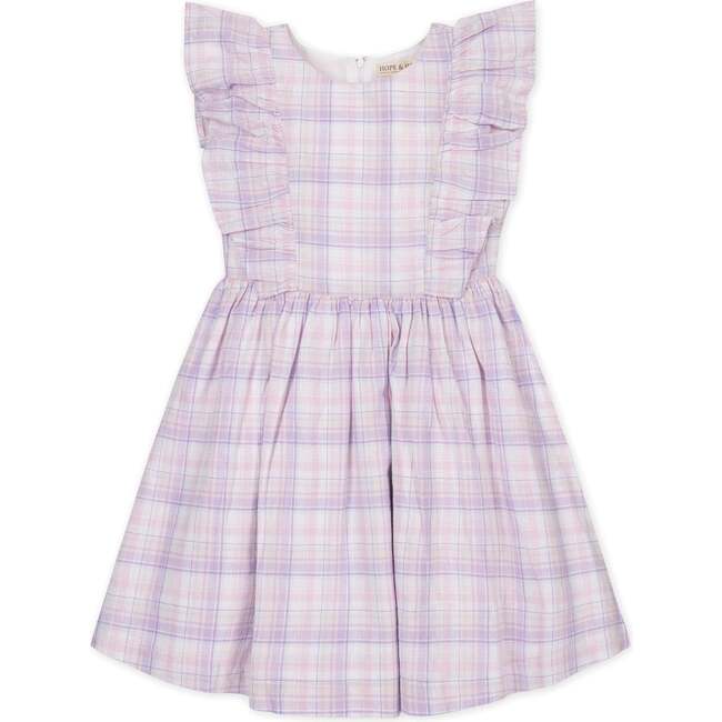 Linen Flutter Sleeve Pinafore Dress, Monet Plaid