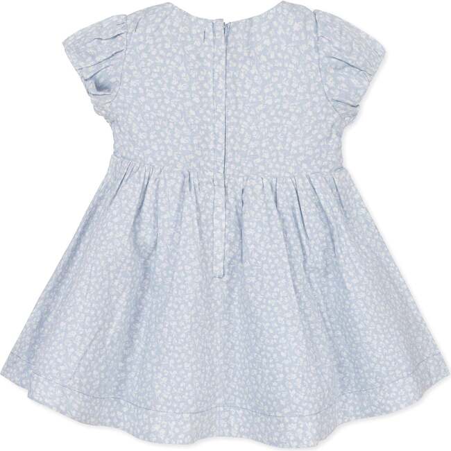 Linen Smocked Puff Sleeve Dress, Blue Chateau Ditsy - Dresses - 3
