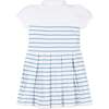 Organic Puff Sleeve Pique Polo Dress, Bluebell Stripe - Dresses - 4 - thumbnail