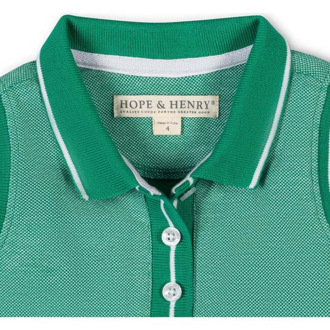 Organic Sleeveless Pique Polo Dress, Kelly Green