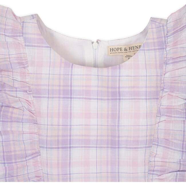 Linen Flutter Sleeve Pinafore Dress, Monet Plaid - Dresses - 3