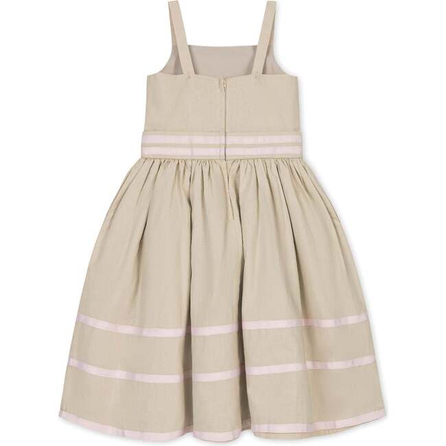 Linen Cami Rosette Dress, Sand Linen - Dresses - 5