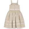 Linen Cami Rosette Dress, Sand Linen - Dresses - 5