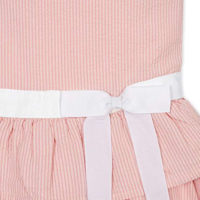 Organic Seersucker Ruffle Sleeve Peplum Dress, Tonal Rose Seersucker - Dresses - 4
