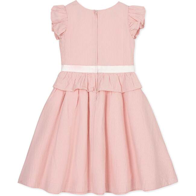 Organic Seersucker Ruffle Sleeve Peplum Dress, Tonal Rose Seersucker - Dresses - 5