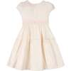 Organic Puff Sleeve Tiered Party Dress, Natural with Pink - Dresses - 5