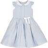 Ruffle Sleeve Linen Dress with Peter Pan Collar, Blue Chateau Ditsy - Dresses - 1 - thumbnail