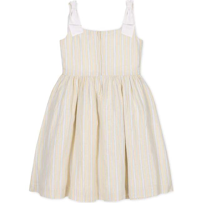 Linen Bow Shoulder Dress, Sunlit Stripe - Dresses - 5
