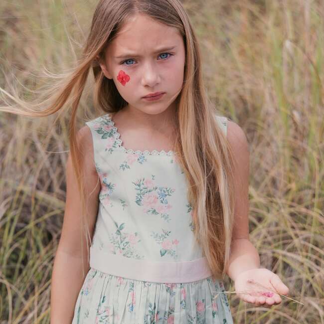 Organic Sleeveless Sateen Party Dress, Chateau Floral