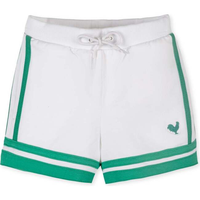 Organic French Terry Pull-On Short, White and Green