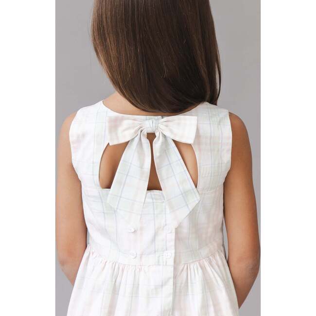 Organic Stretch Poplin Button Back Party Dress, Chateau Plaid - Dresses - 3