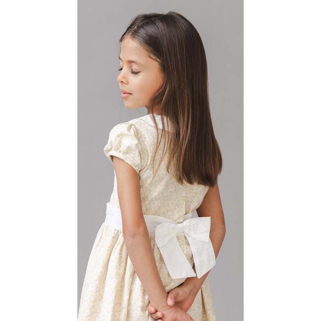 Short Sleeve Linen Dress with Peter Pan Collar, Sandy Floral - Dresses - 3