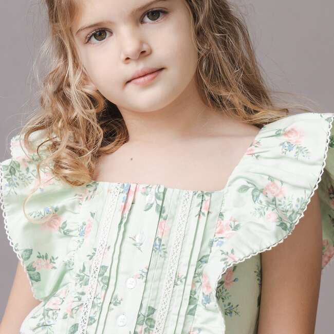 Organic Flutter Sleeve Sateen Jumpsuit, Chateau Floral