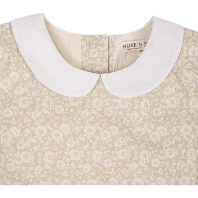 Short Sleeve Linen Dress with Peter Pan Collar, Sandy Floral - Dresses - 4