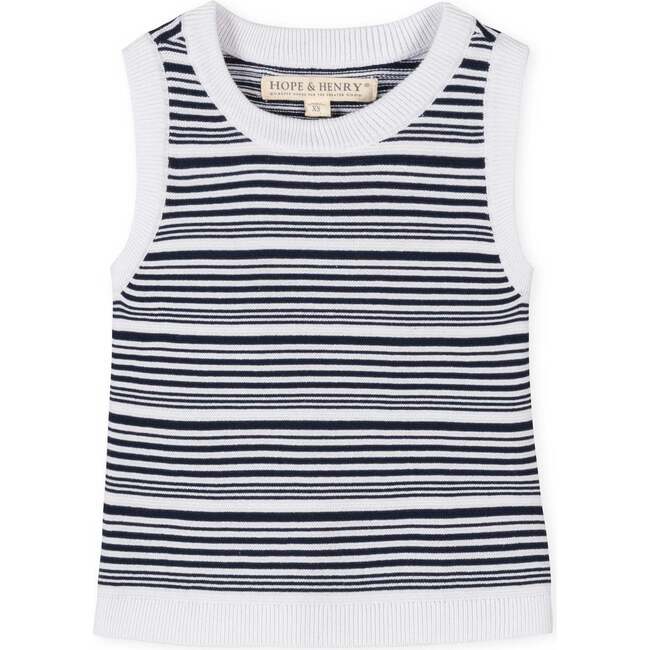 Organic Sweater Tank, Navy and White Stripe