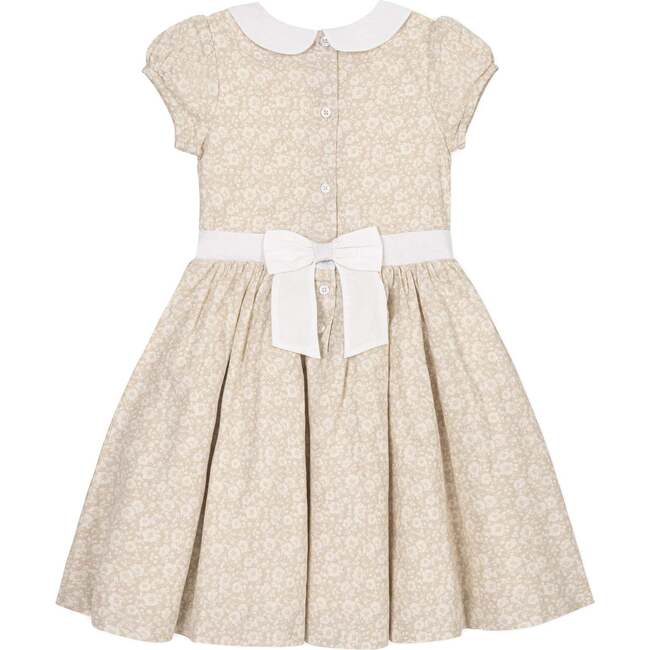 Short Sleeve Linen Dress with Peter Pan Collar, Sandy Floral - Dresses - 5