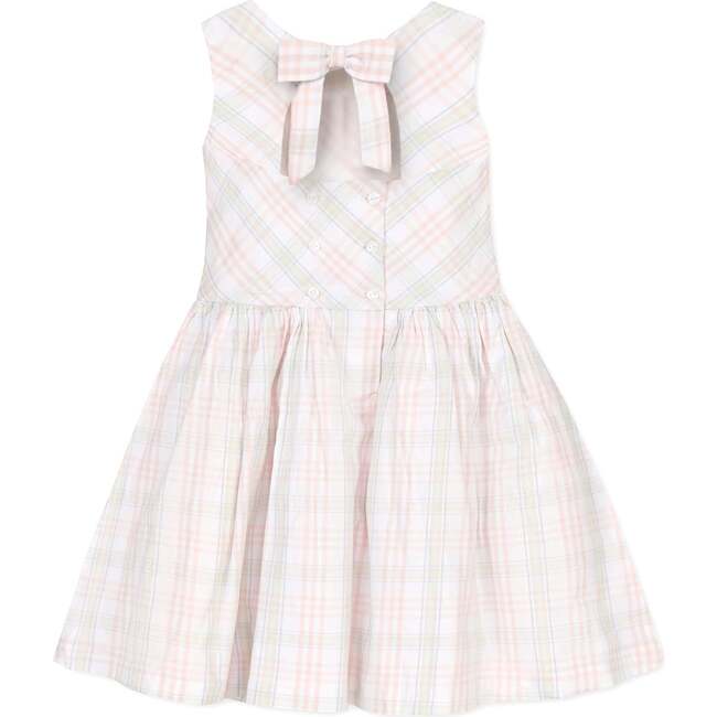 Organic Stretch Poplin Button Back Party Dress, Chateau Plaid - Dresses - 5