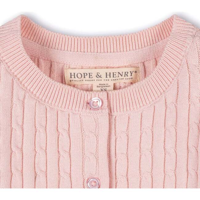 Organic Classic Cable Cardigan Sweater, Pale Pink
