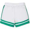 Organic French Terry Pull-On Short, White and Green - Shorts - 5