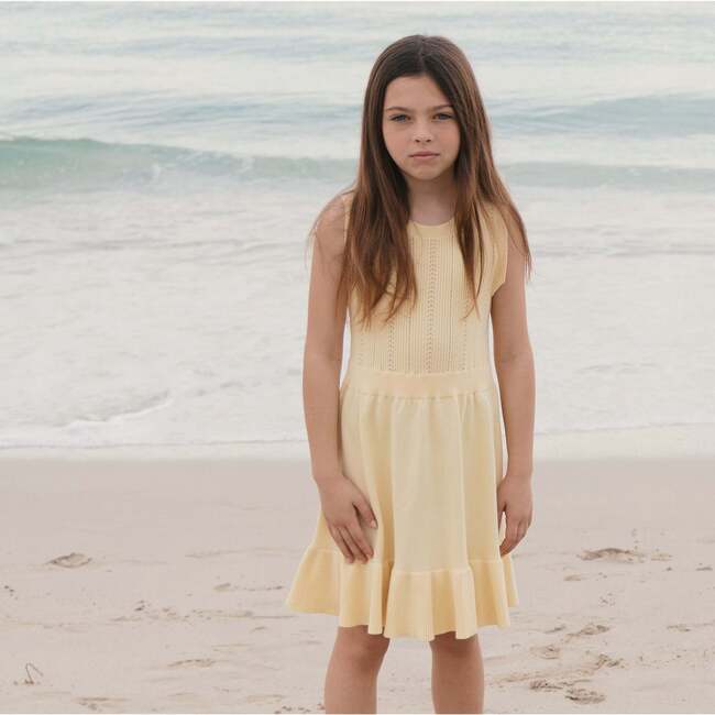 Organic Flounce Hem Tank Sweater Dress, Pale Yellow