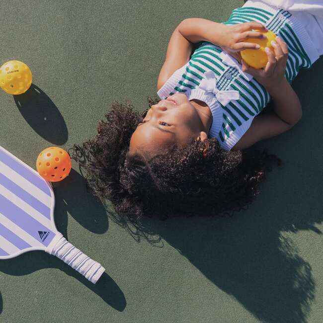 Organic Button Front Sweater Tank with Bows, Kelly Green Stripe