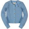 Organic Tweed Stitch Bow Cardigan, Bluebell Tweed - Cardigans - 1 - thumbnail