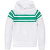 Organic French Terry Hoodie, White with Green - Sweatshirts - 1 - thumbnail