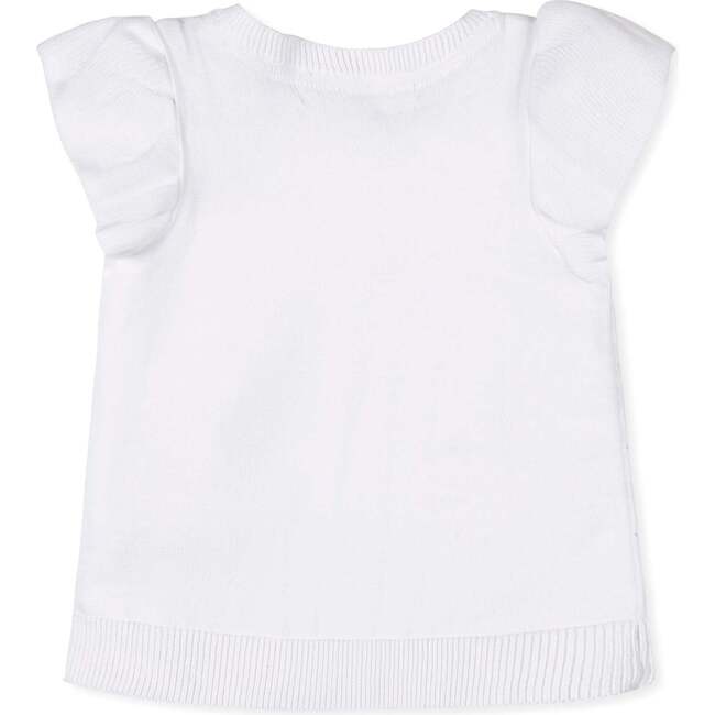 Organic Ruffle Sleeve Pointelle Sweater, White Pointelle - Sweaters - 4