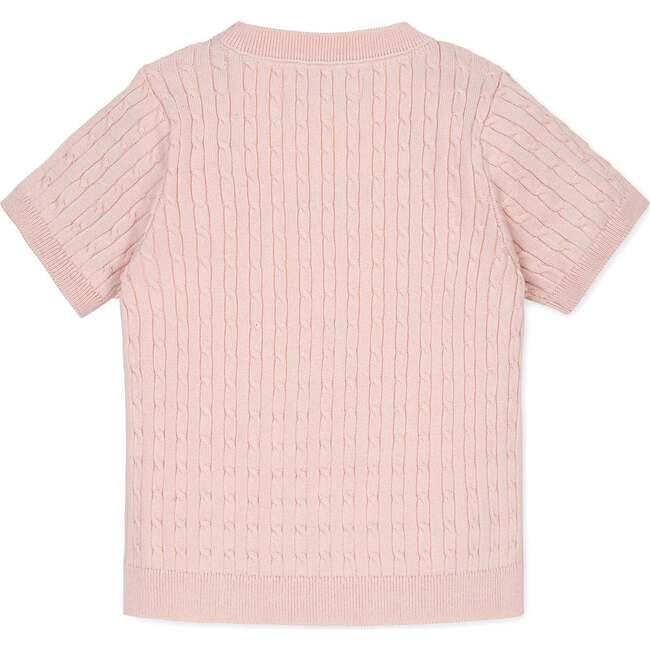 Organic Short Sleeve Cable Sweater, Pale Pink - Sweaters - 3
