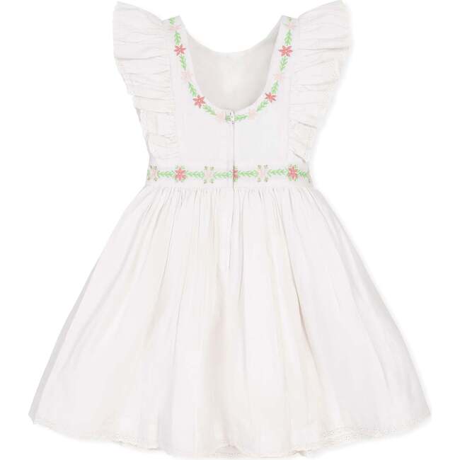 Linen Ruffle Jumper with Embroidery, White with Embroidery - Dresses - 5